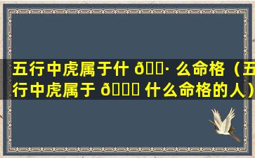 五行中虎属于什 🕷 么命格（五行中虎属于 🐒 什么命格的人）